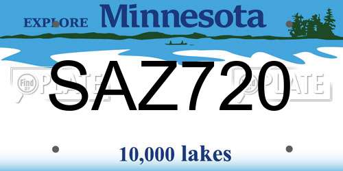 SAZ720 Minnesota License Plate