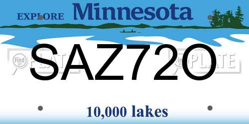 SAZ72O Minnesota License Plate
