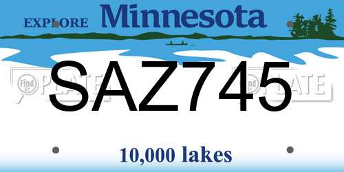 SAZ745 Minnesota License Plate