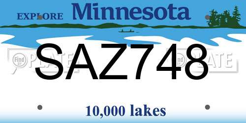 SAZ748 Minnesota License Plate