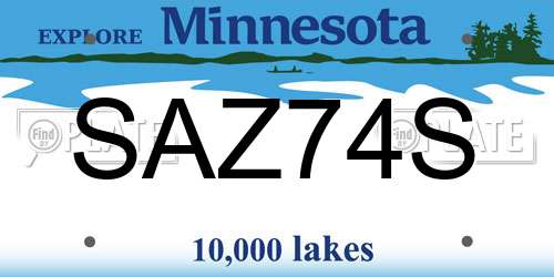 SAZ74S Minnesota License Plate