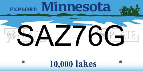 SAZ76G Minnesota License Plate