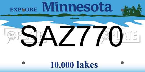 SAZ770 Minnesota License Plate