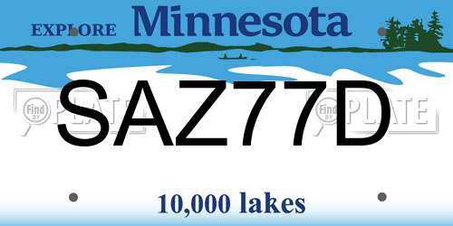 SAZ77D Minnesota License Plate