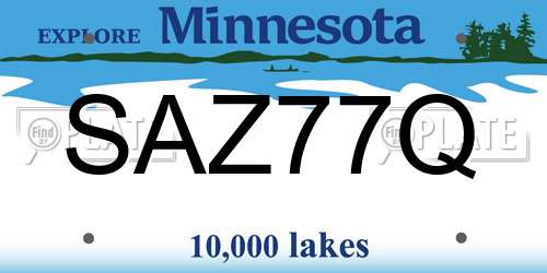 SAZ77Q Minnesota License Plate