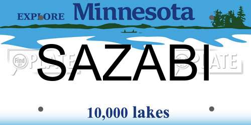 SAZABI Minnesota License Plate
