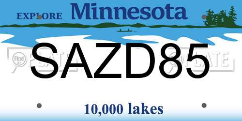 SAZD85 Minnesota License Plate