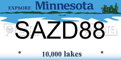 SAZD88 Minnesota License Plate