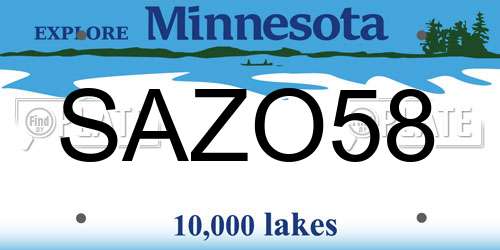 SAZO58 Minnesota License Plate