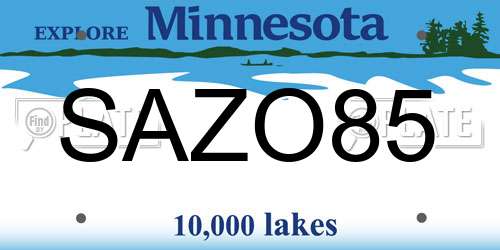 SAZO85 Minnesota License Plate
