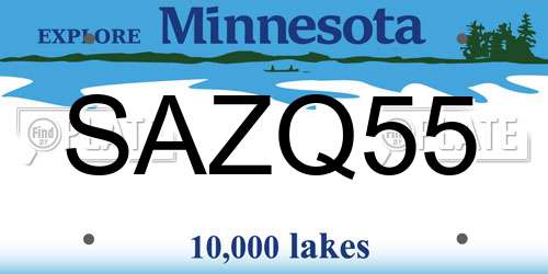 SAZQ55 Minnesota License Plate