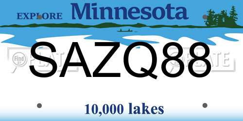SAZQ88 Minnesota License Plate
