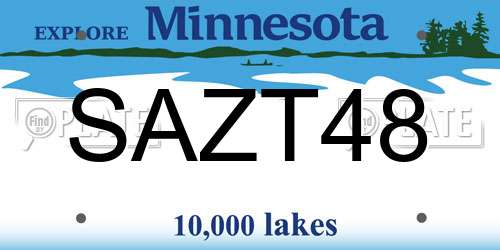 SAZT48 Minnesota License Plate