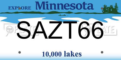 SAZT66 Minnesota License Plate