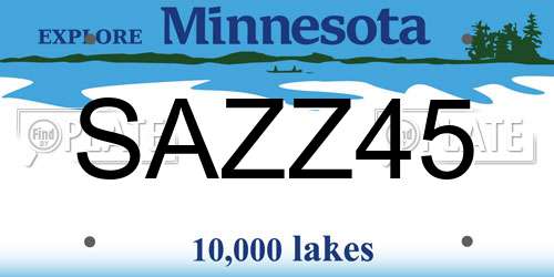SAZZ45 Minnesota License Plate