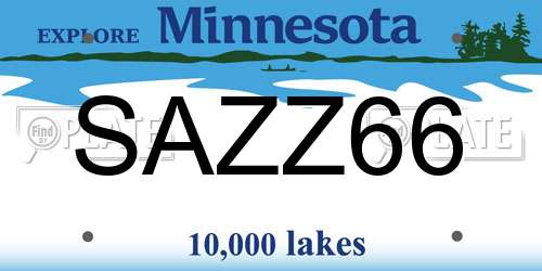 SAZZ66 Minnesota License Plate
