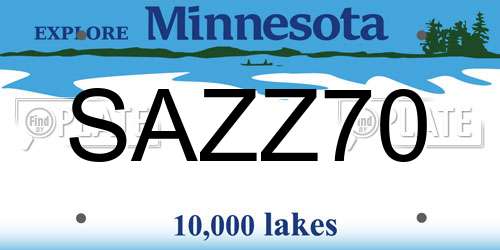 SAZZ70 Minnesota License Plate