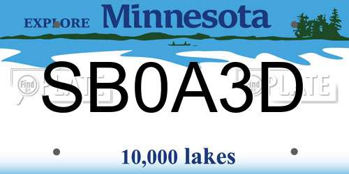SB0A3D Minnesota License Plate