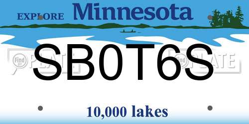 SB0T6S Minnesota License Plate