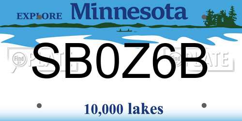SB0Z6B Minnesota License Plate