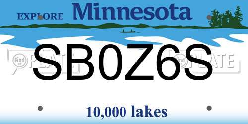SB0Z6S Minnesota License Plate