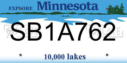 SB1A762 Minnesota License Plate