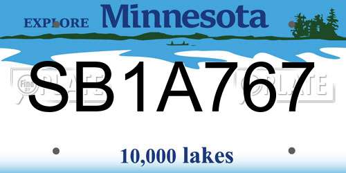 SB1A767 Minnesota License Plate