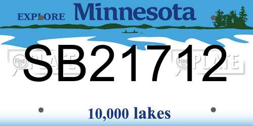 SB21712 Minnesota License Plate