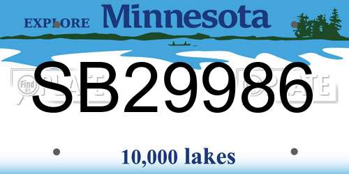 SB29986 Minnesota License Plate