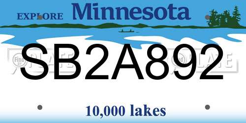 SB2A892 Minnesota License Plate