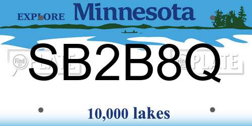 SB2B8Q Minnesota License Plate