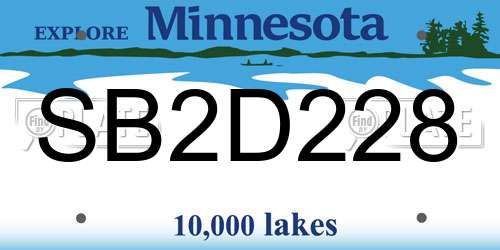 SB2D228 Minnesota License Plate