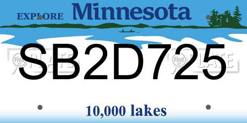 SB2D725 Minnesota License Plate