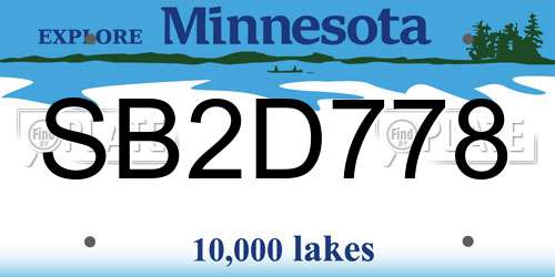 SB2D778 Minnesota License Plate