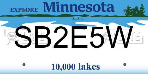 SB2E5W Minnesota License Plate