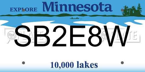SB2E8W Minnesota License Plate