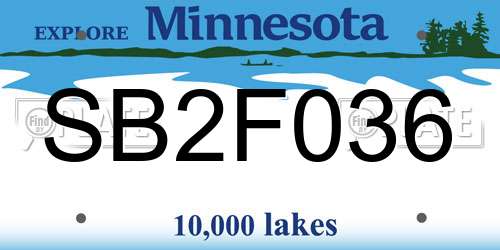 SB2F036 Minnesota License Plate