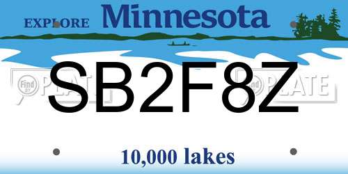 SB2F8Z Minnesota License Plate