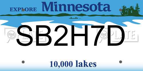 SB2H7D Minnesota License Plate