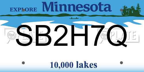 SB2H7Q Minnesota License Plate