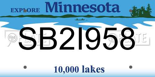SB2I958 Minnesota License Plate