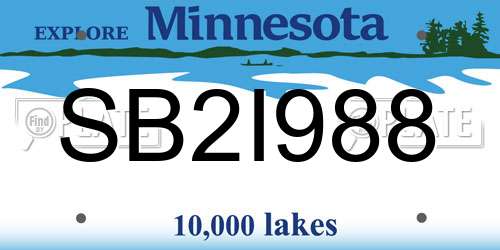 SB2I988 Minnesota License Plate