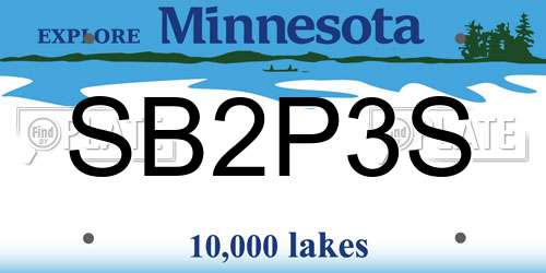 SB2P3S Minnesota License Plate