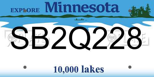 SB2Q228 Minnesota License Plate