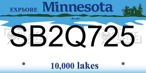 SB2Q725 Minnesota License Plate
