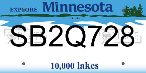 SB2Q728 Minnesota License Plate