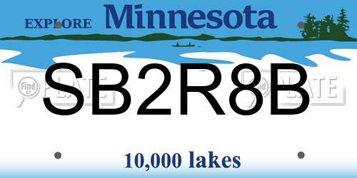 SB2R8B Minnesota License Plate