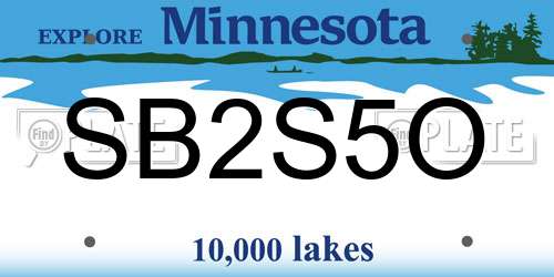 SB2S5O Minnesota License Plate