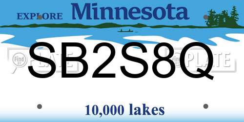 SB2S8Q Minnesota License Plate
