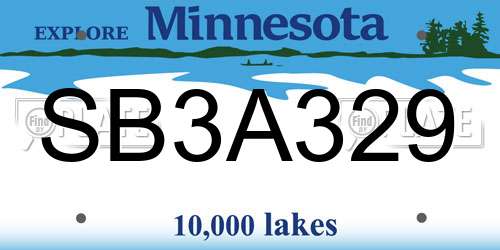 SB3A329 Minnesota License Plate